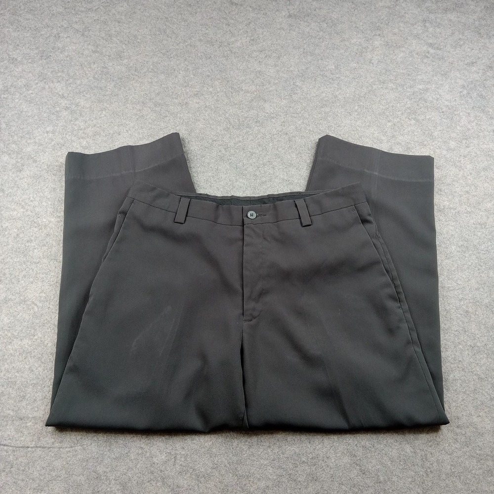 Kenneth Cole Pants Mens 33x30 Reaction Dress Black Polyester Flat Front Business